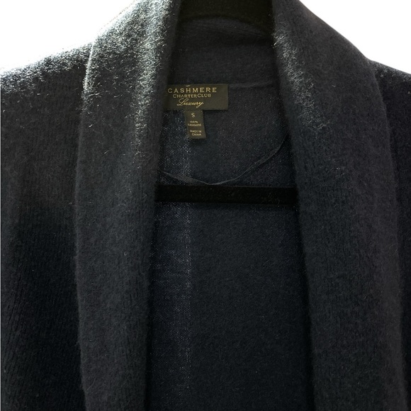 Charter Club Navy Cashmere Cardigan - Picture 2 of 4